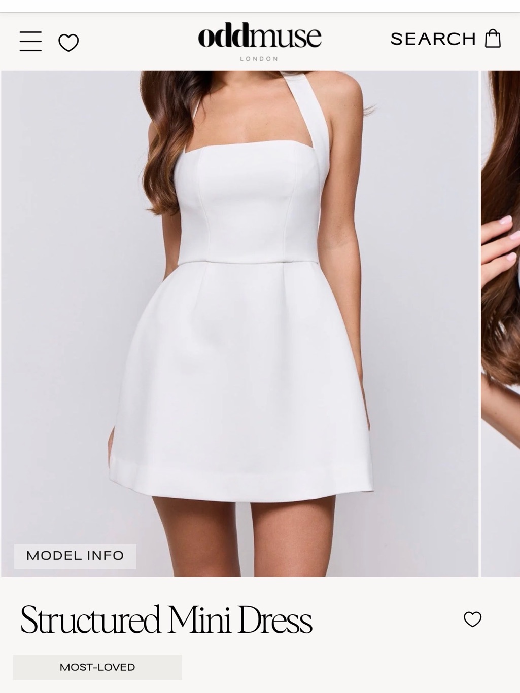 Odd Muse White Structured Square-Neck Mini Dress